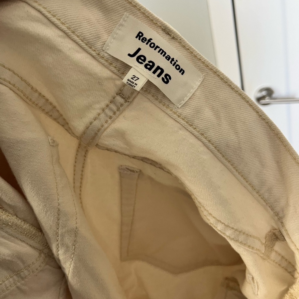 Reformation Abby High Rise Straight Jeans - Cream - Picture 4 of 6